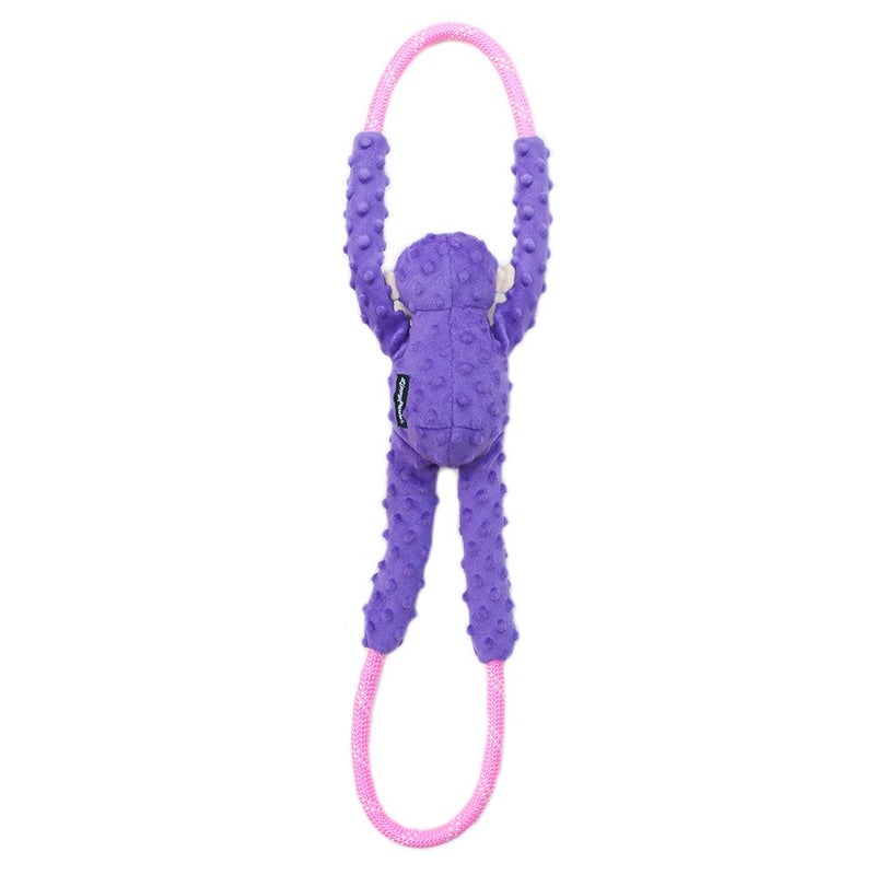 ZippyPaws RopeTugz - Durable Dog Pull Rope Toy, Interactive Tug of War for Large, Medium, & Small Dogs, Squeaky Pet Products to Keep Them Busy, Made with Heavy Duty Climbing Rope - Purple Monkey - Image 2